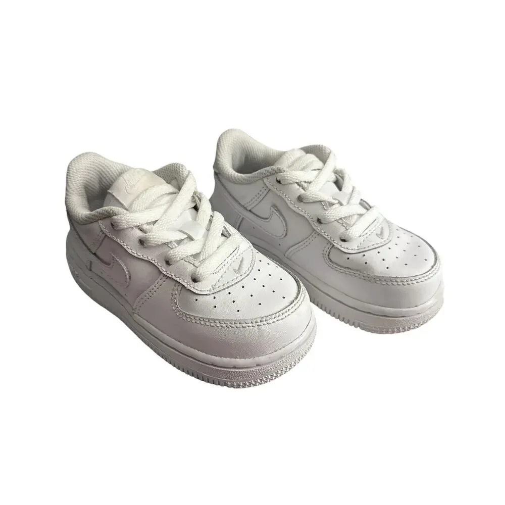 Nike Air Force 1 Low Toddler Kids 7C White Athletic Leather Sneakers 314194-117